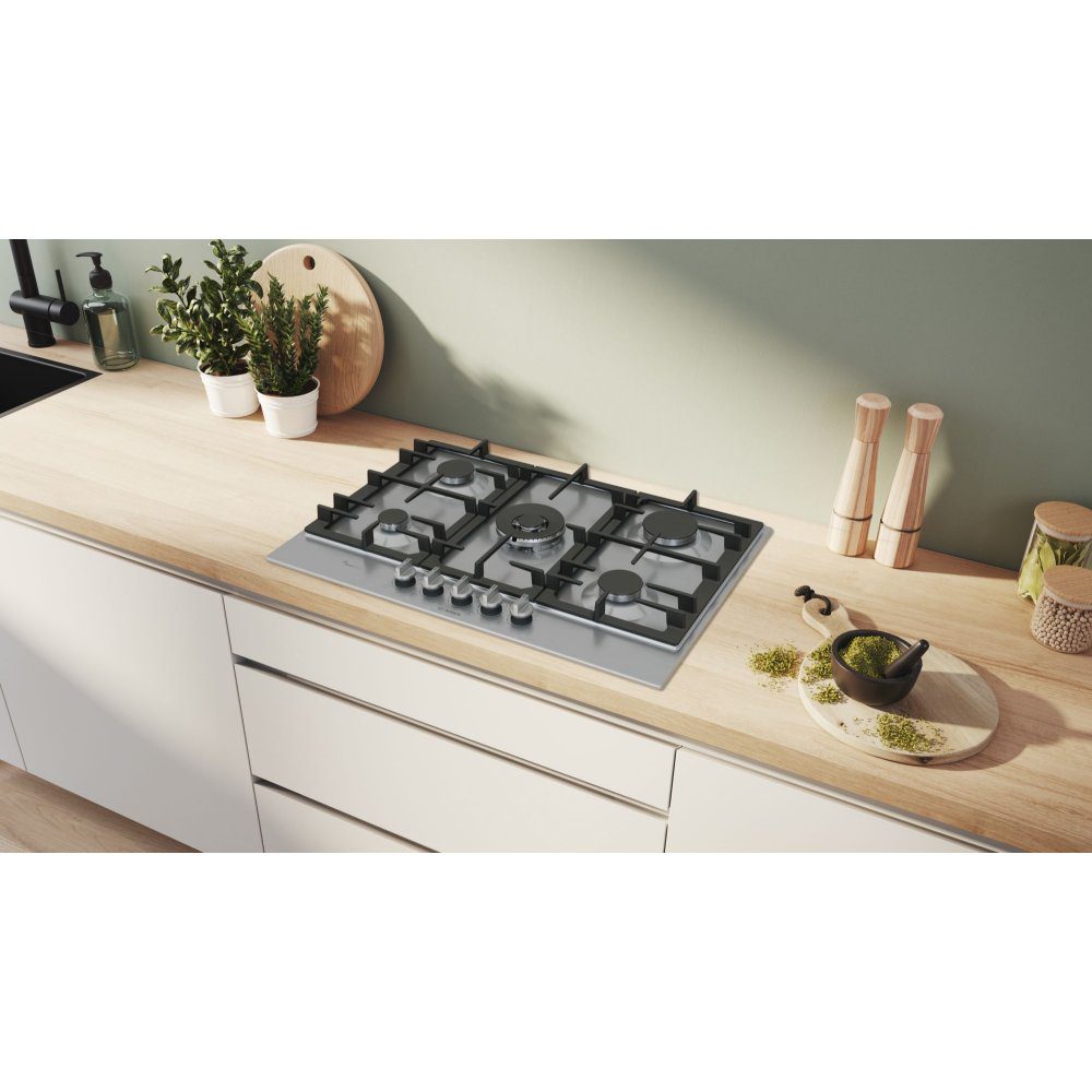 Bosch 75cm Series 6 5 Burner Gas Hob PCQ7A5I90 - Stainless Steel Bosch 75cm Series 6 5 Burner Gas Hob PCQ7A5I90 - Stainless Steel