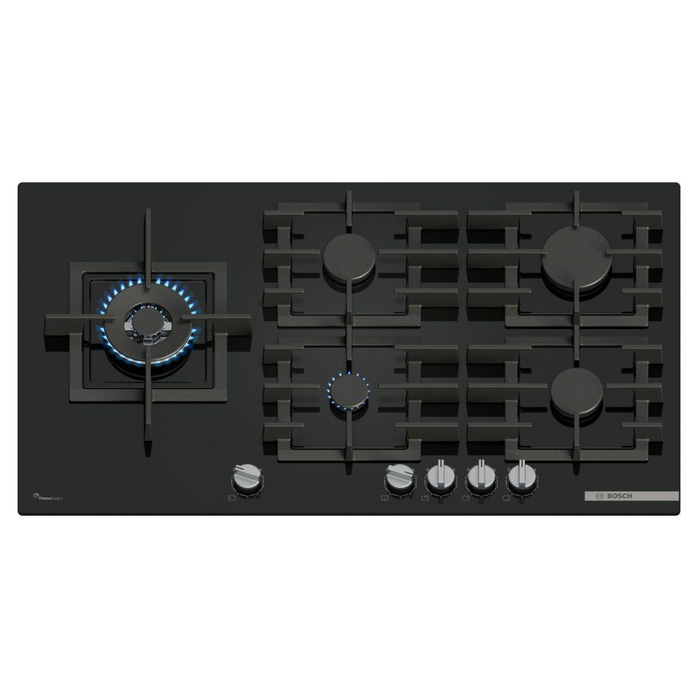 Bosch  90cm Series 6 5 Burner Gas On Glass Hob PPM9A6I40 - Black