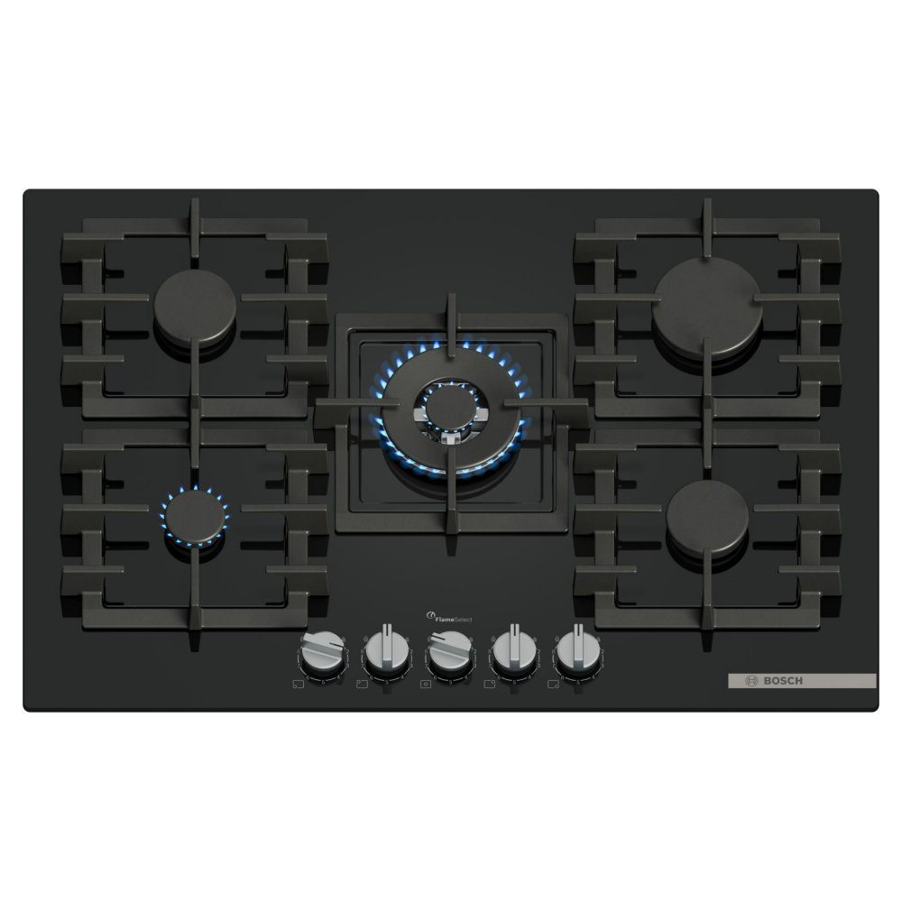 Bosch  75cm Series 6 5 Burner Gas On Glass Hob PPQ7A6I40 - Black