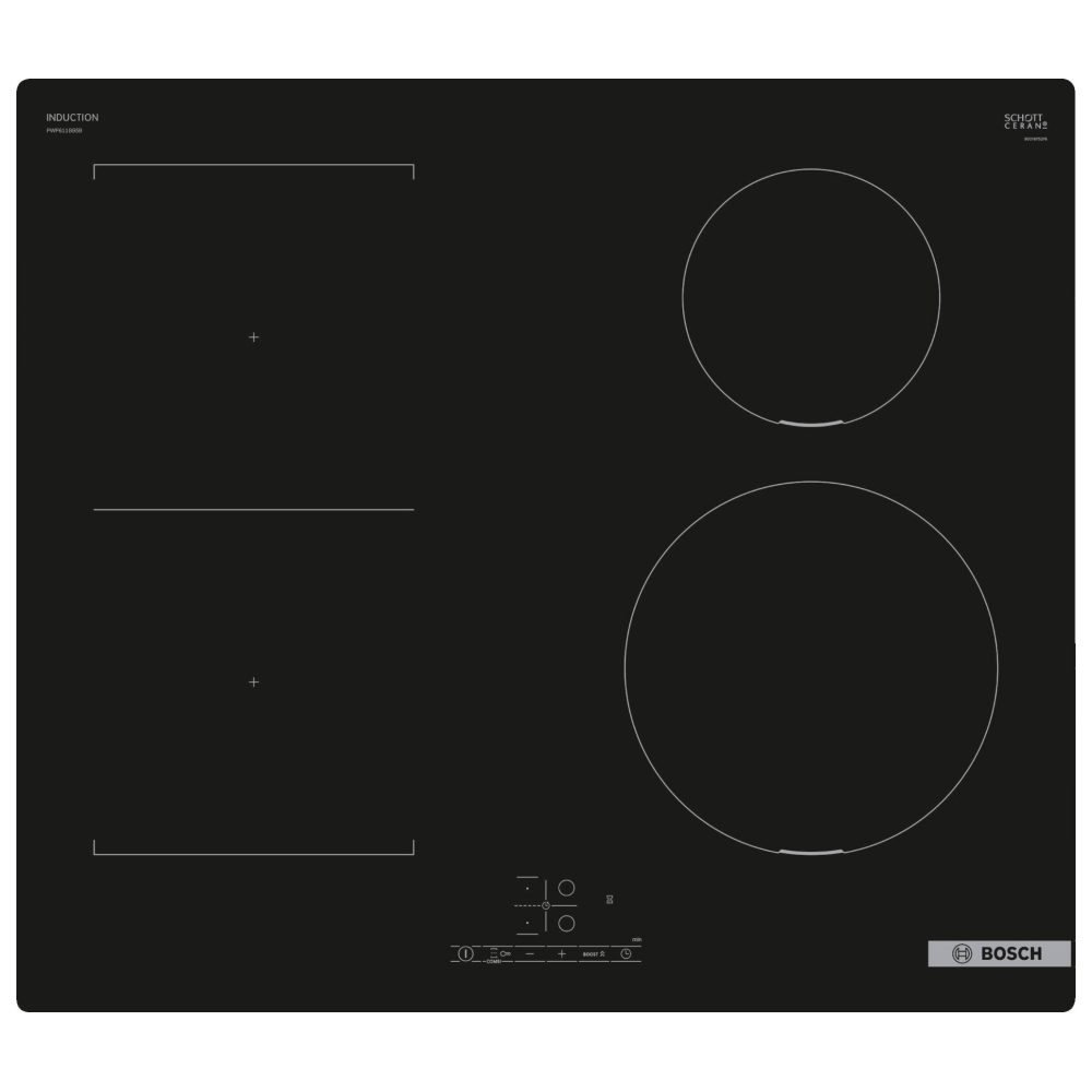 Bosch  60cm Series 4 Frameless CombiZone Induction Hob 13A supply PWP611BB5B - Black