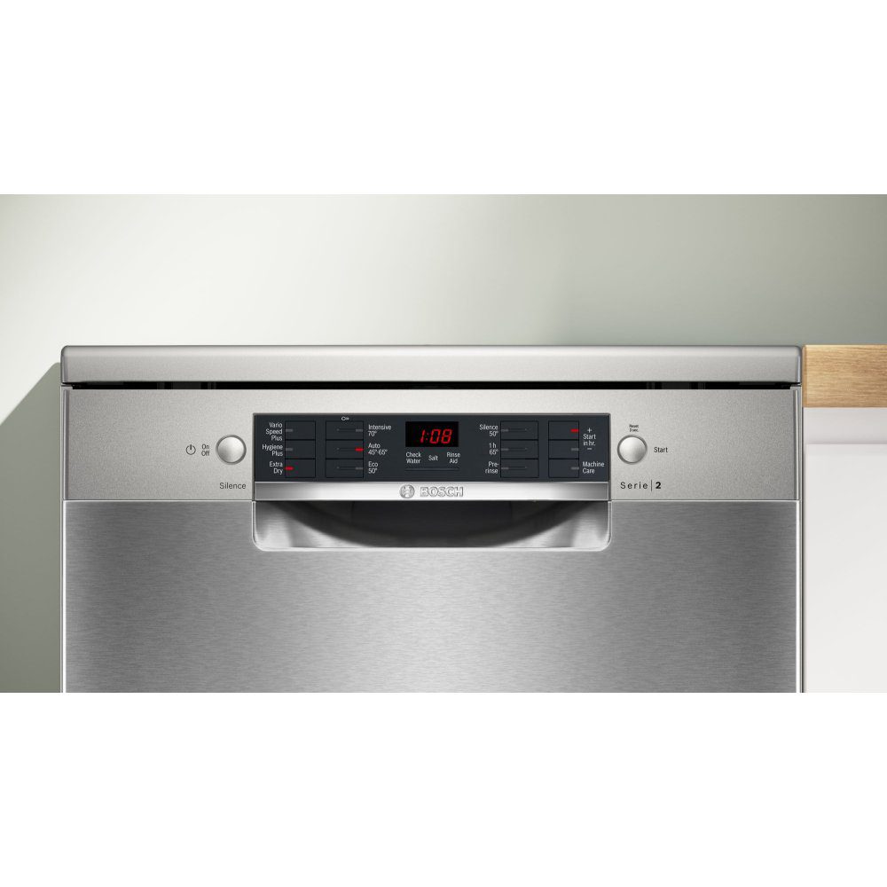Bosch 60cm Series 2 Freestanding Dishwasher SMS26AI08G - Silver Bosch 60cm Series 2 Freestanding Dishwasher SMS26AI08G - Silver