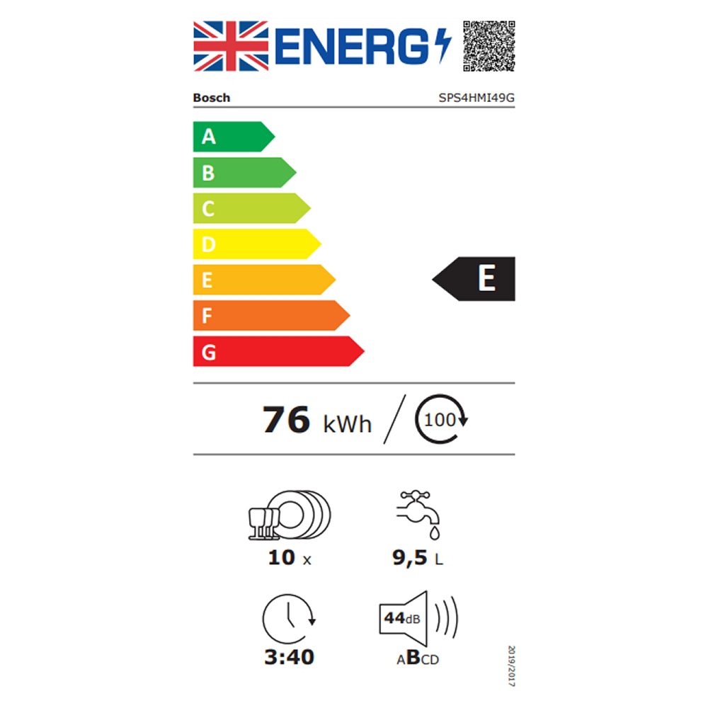 Bosch 45cm Series 4 Freestanding Dishwasher SPS4HMI49G - Silver Bosch 45cm Series 4 Freestanding Dishwasher SPS4HMI49G - Silver