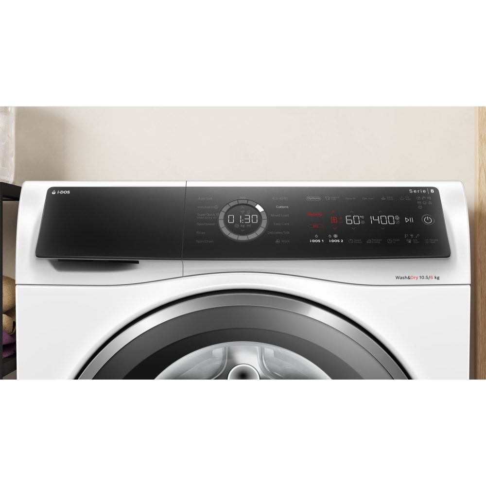 Bosch 10.5kg/6kg Series 8 Washer Dryer WNC25410GB - White Bosch 10.5kg/6kg Series 8 Washer Dryer WNC25410GB - White
