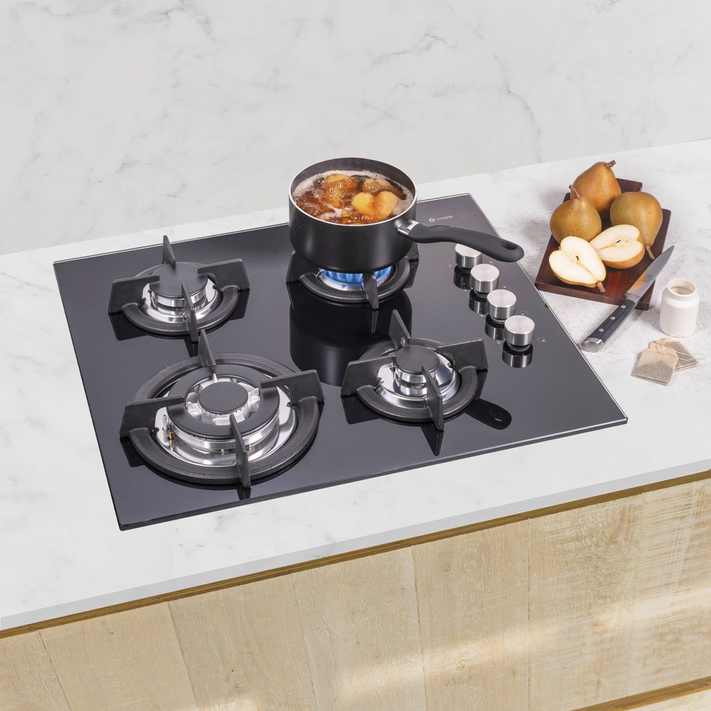 Caple 58cm 4 Burner Gas On Glass Hob C744G - Black Caple 58cm 4 Burner Gas On Glass Hob C744G - Black