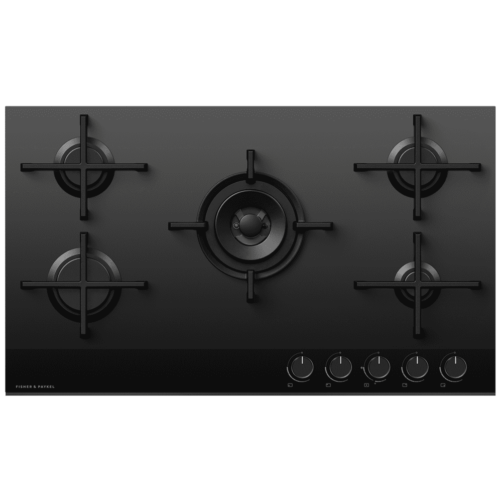 Fisher Paykel  Series 9 90cm 5 Burner Gas On Glass Hob CG905DNGGB4 - Black