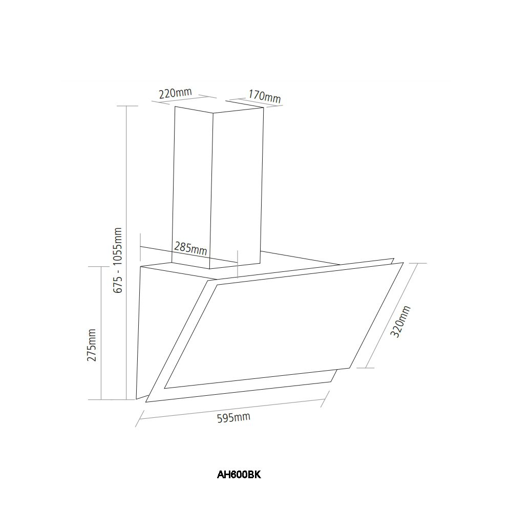 Caple 60cm Angled Chimney Hood AH600BK - Black Caple 60cm Angled Chimney Hood AH600BK - Black