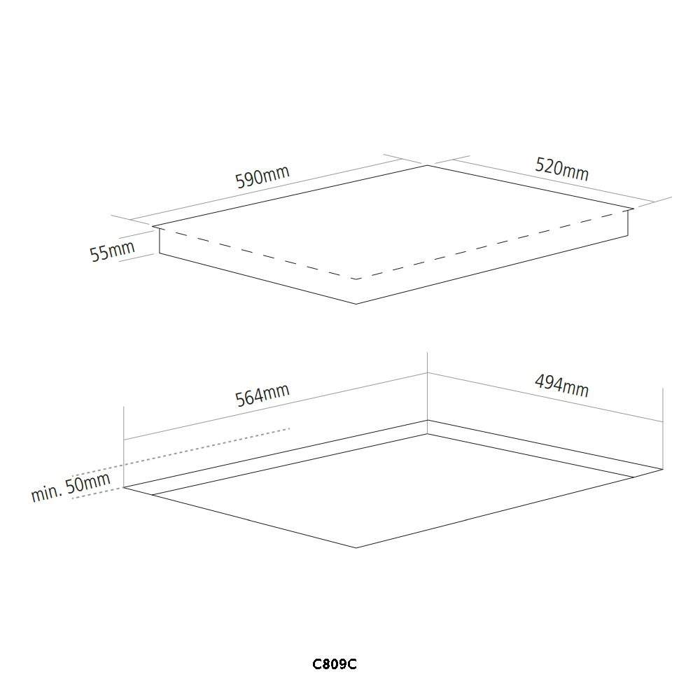 Caple 59cm Frameless Ceramic Hob C809C - Black Caple 59cm Frameless Ceramic Hob C809C - Black