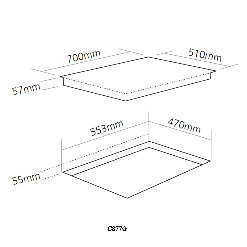 Caple 70cm 5 Burner Gas On Gas Hob C887G - Gunmetal Caple 70cm 5 Burner Gas On Gas Hob C887G - Gunmetal