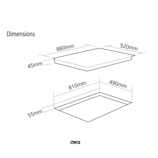 Caple 88cm Frameless 5 Zone Touch Control Induction Hob C901I - Black Caple 88cm Frameless 5 Zone Touch Control Induction Hob C901I - Black
