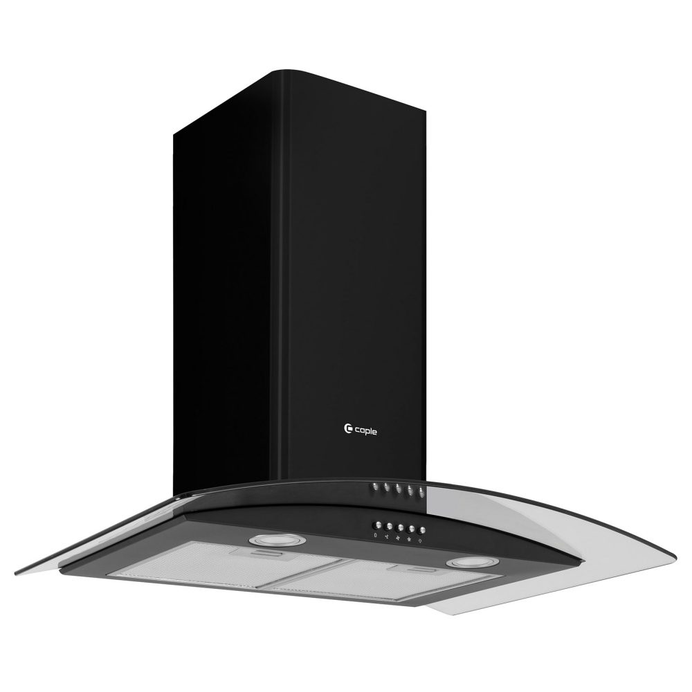 Caple  70cm Curved Glass Chimney Hood CGC711BK - Black