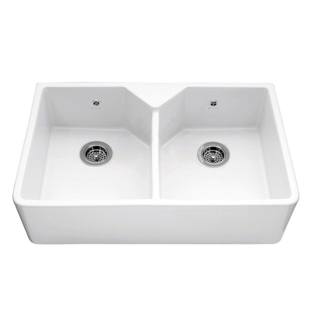 Caple   80cm Double Bowl Ceramic Sink CHEPSTOW2 - White