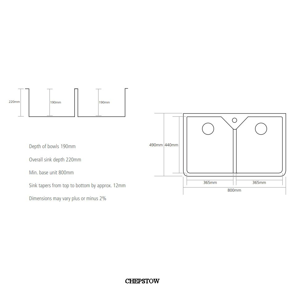 Caple 80cm Double Bowl Ceramic Sink CHEPSTOW2 - White Caple 80cm Double Bowl Ceramic Sink CHEPSTOW2 - White