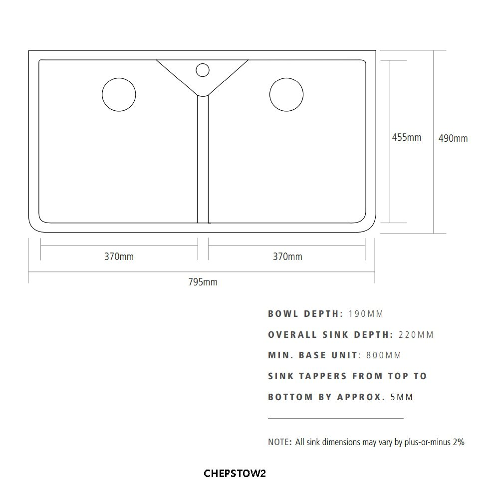 Caple 80cm Double Bowl Ceramic Sink CHEPSTOW2 - White Caple 80cm Double Bowl Ceramic Sink CHEPSTOW2 - White