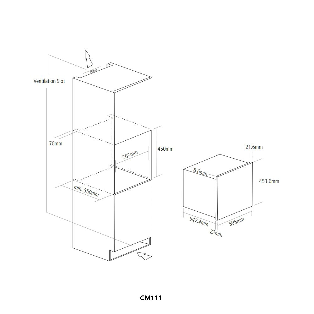 Caple Sense Built In Combi Microwave For Tall Housing CM111GM - Gunmetal Caple Sense Built In Combi Microwave For Tall Housing CM111GM - Gunmetal