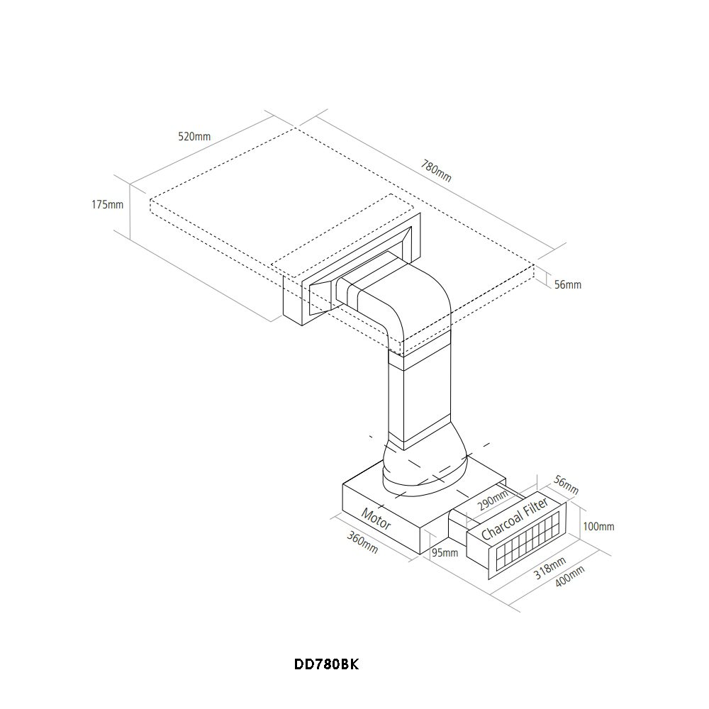Caple 78cm Air Venting Induction Hob Including Recirculation Kit DD780BK - Black Caple 78cm Air Venting Induction Hob Including Recirculation Kit DD780BK - Black