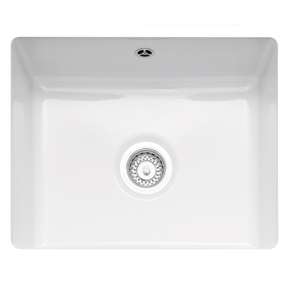 Caple  Ettra 55cm Single Bowl Ceramic Undermount Sink ETT600U - White