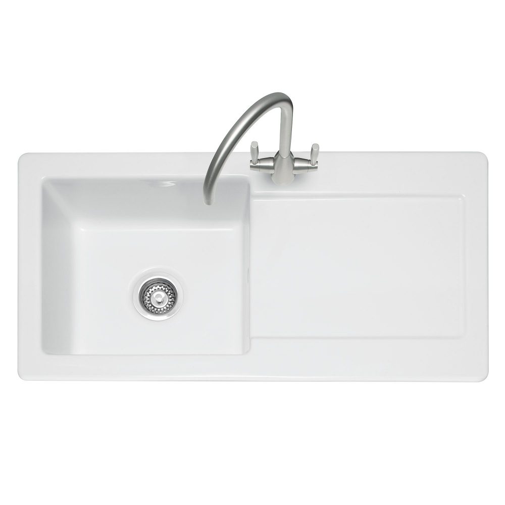 Caple  Foxboro 100 Single Bowl Inset Sink Reversible Drainer FOX100 - White