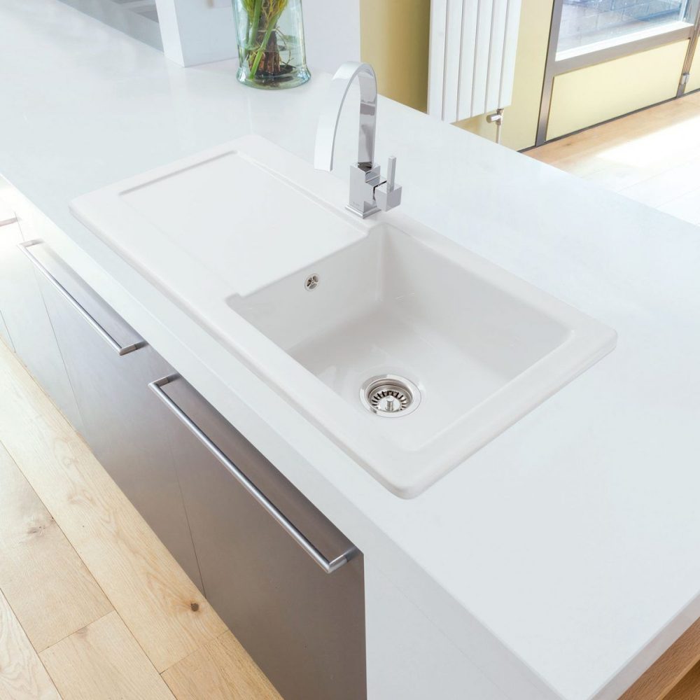 Caple Foxboro 100 Single Bowl Inset Sink Reversible Drainer FOX100 - White Caple Foxboro 100 Single Bowl Inset Sink Reversible Drainer FOX100 - White