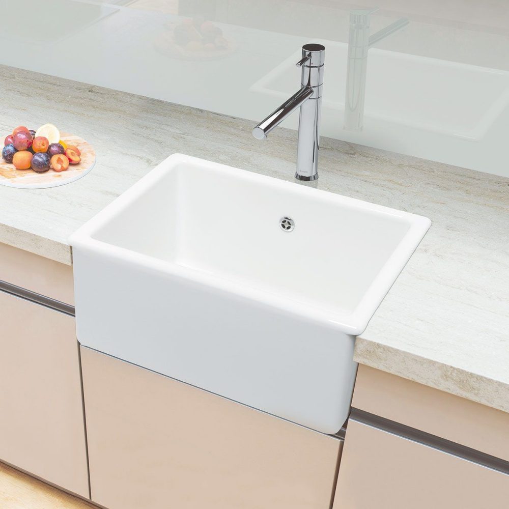 Caple 60cm Single Bowl Ceramic Sink LINGFIELD - White Caple 60cm Single Bowl Ceramic Sink LINGFIELD - White