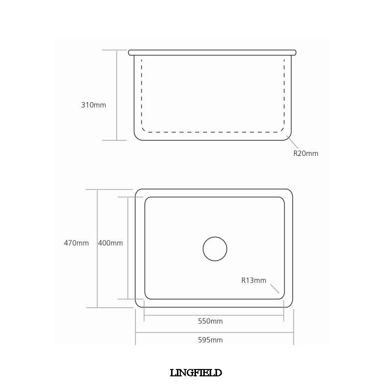Caple 60cm Single Bowl Ceramic Sink LINGFIELD - White Caple 60cm Single Bowl Ceramic Sink LINGFIELD - White