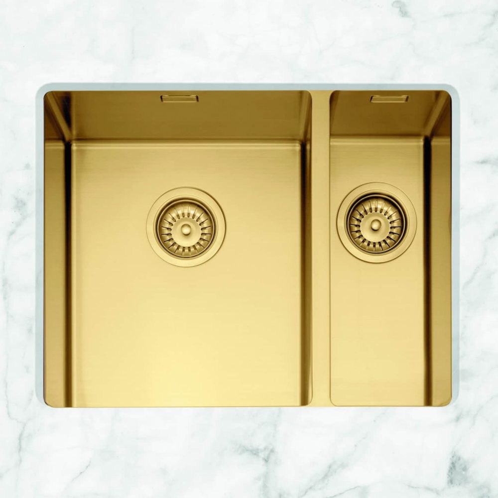 Caple Mode 3415 1.5 Bowl Sink Undermount Right Hand Small Bowl MODE3415/R/GD - Gold Caple Mode 3415 1.5 Bowl Sink Undermount Right Hand Small Bowl MODE3415/R/GD - Gold