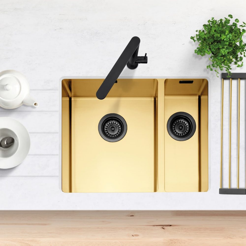 Caple Mode 3415 1.5 Bowl Sink Undermount Right Hand Small Bowl MODE3415/R/GD - Gold Caple Mode 3415 1.5 Bowl Sink Undermount Right Hand Small Bowl MODE3415/R/GD - Gold