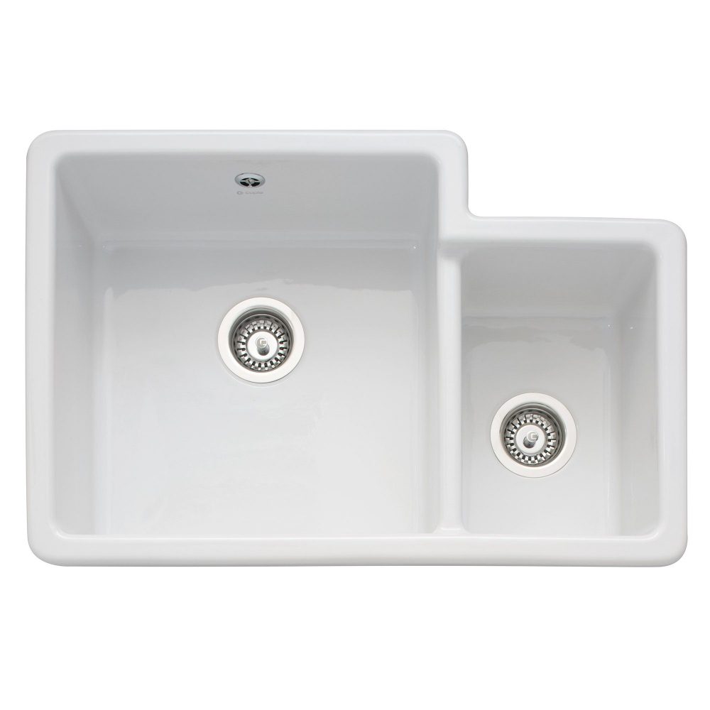 Caple  Paladin 760 1.5 Bowl Ceramic Sink Right Hand Small Bowl PAL760 - White