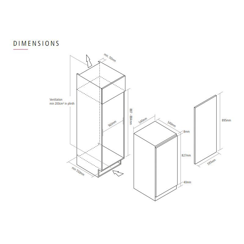 Caple 88cm Integrated In Column Freezer RIF893 Caple 88cm Integrated In Column Freezer RIF893