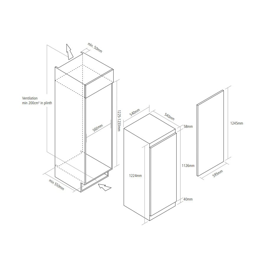 Caple 122cm Integrated In Column Larder Fridge RIL125 Caple 122cm Integrated In Column Larder Fridge RIL125