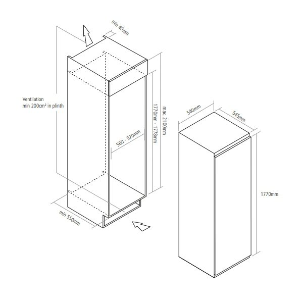 Caple 177cm Integrated In Column Larder Fridge RIL1800 Caple 177cm Integrated In Column Larder Fridge RIL1800