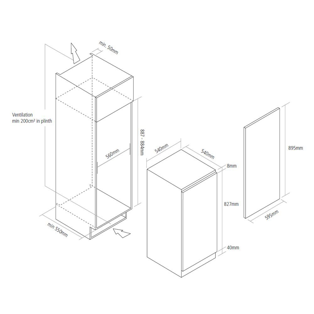Caple 88cm Integrated In Column Larder Fridge RIL893 Caple 88cm Integrated In Column Larder Fridge RIL893