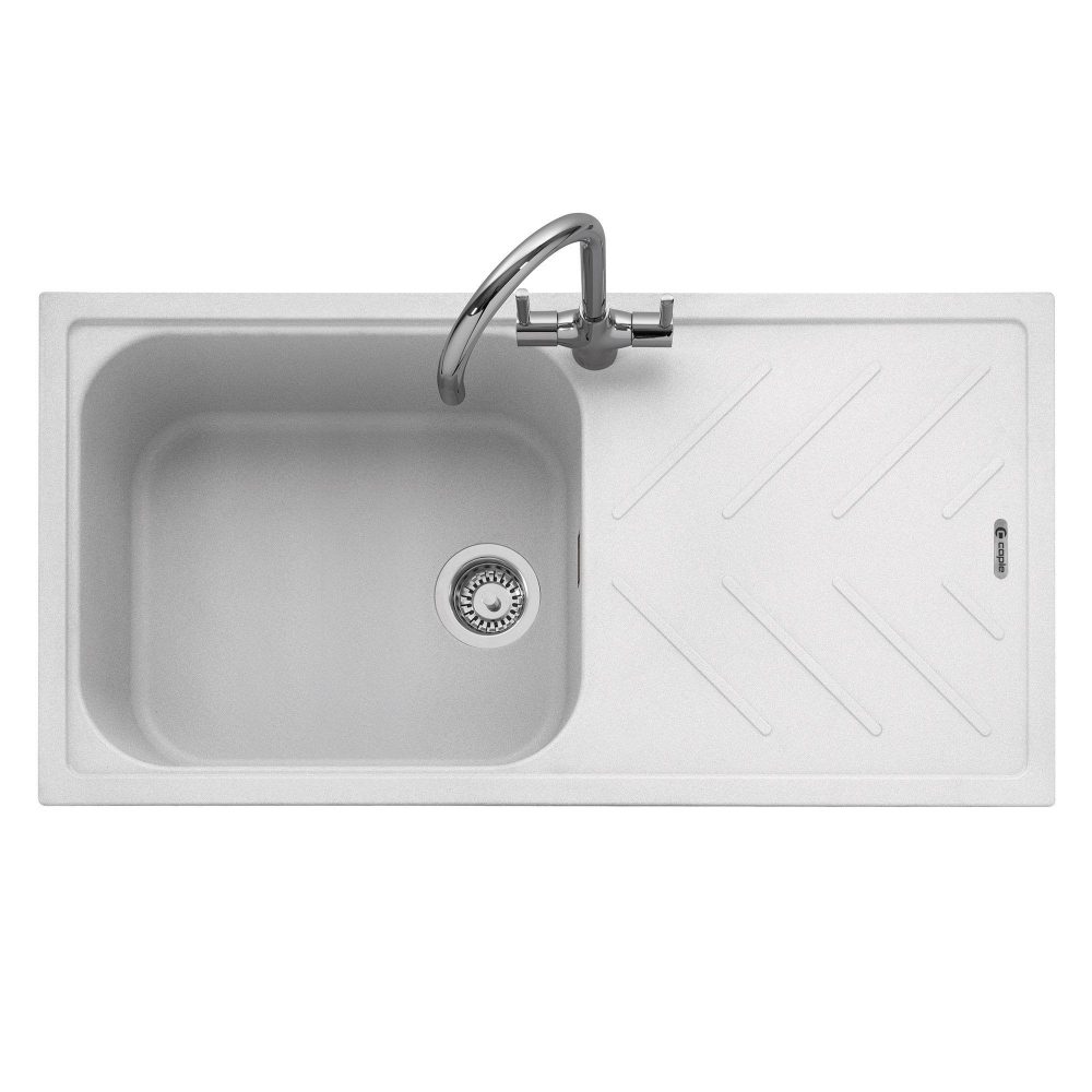 Caple  Veis 100 Single Bowl Inset Sink Reversible Drainer VEI100CW - White