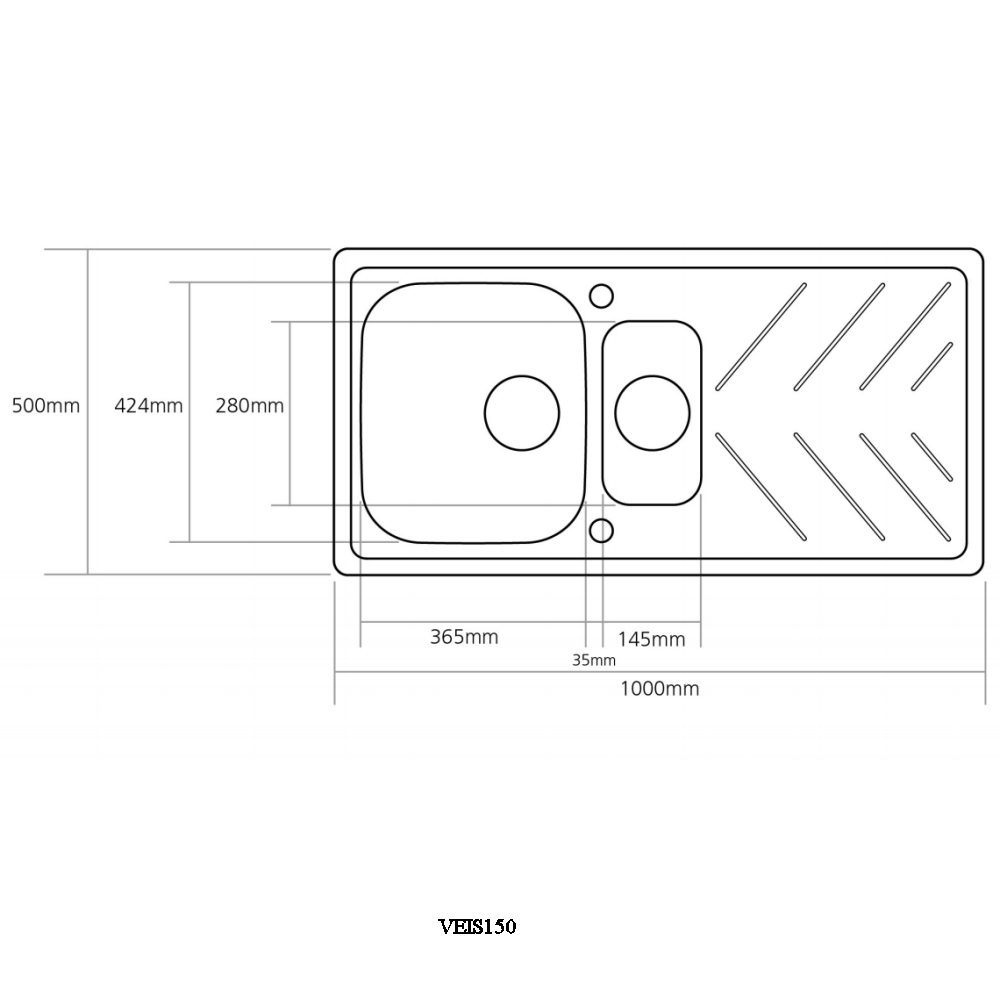 Caple Veis 150 1.5 Bowl Inset Sink Reversible Drainer VEI150AN - Anthracite Caple Veis 150 1.5 Bowl Inset Sink Reversible Drainer VEI150AN - Anthracite
