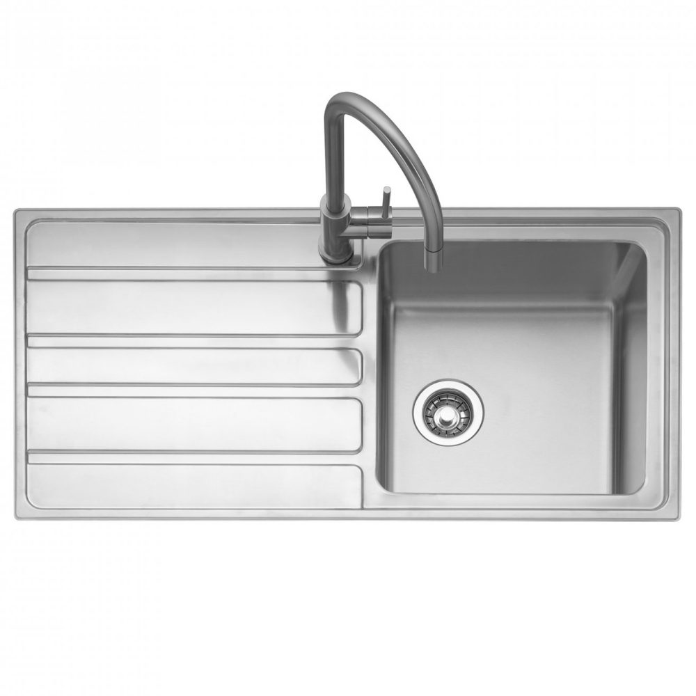 Caple  Vertice 100 Single Bowl Inset Sink Left Hand Drainer VER100L - Stainless Steel