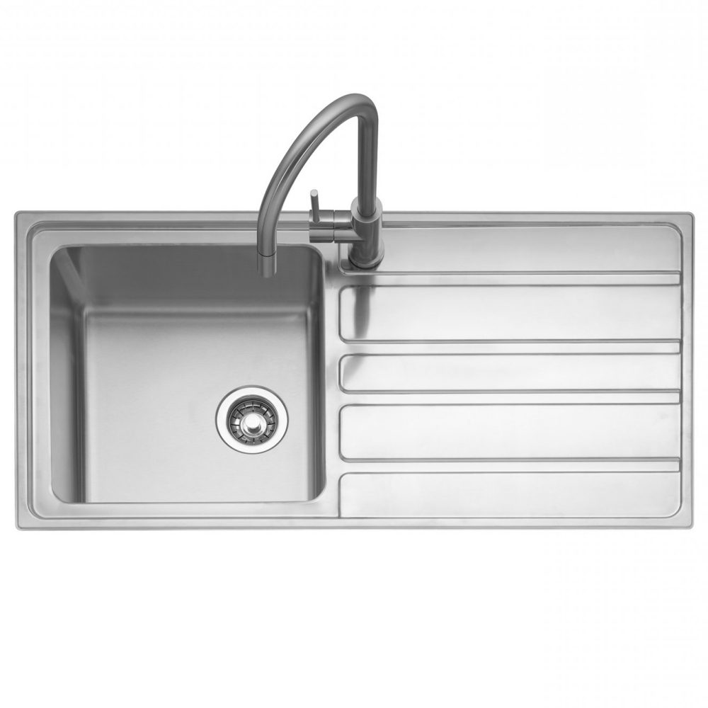 Caple  Vertice 100 Single Bowl Inset Sink Right Hand Drainer VER100R - Stainless Steel