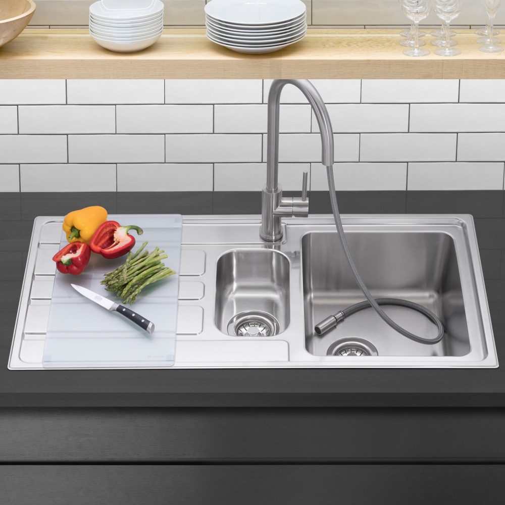Caple Vertice 150 1.5 Bowl Inset Sink Left Hand Drainer VER150L - Stainless Steel Caple Vertice 150 1.5 Bowl Inset Sink Left Hand Drainer VER150L - Stainless Steel