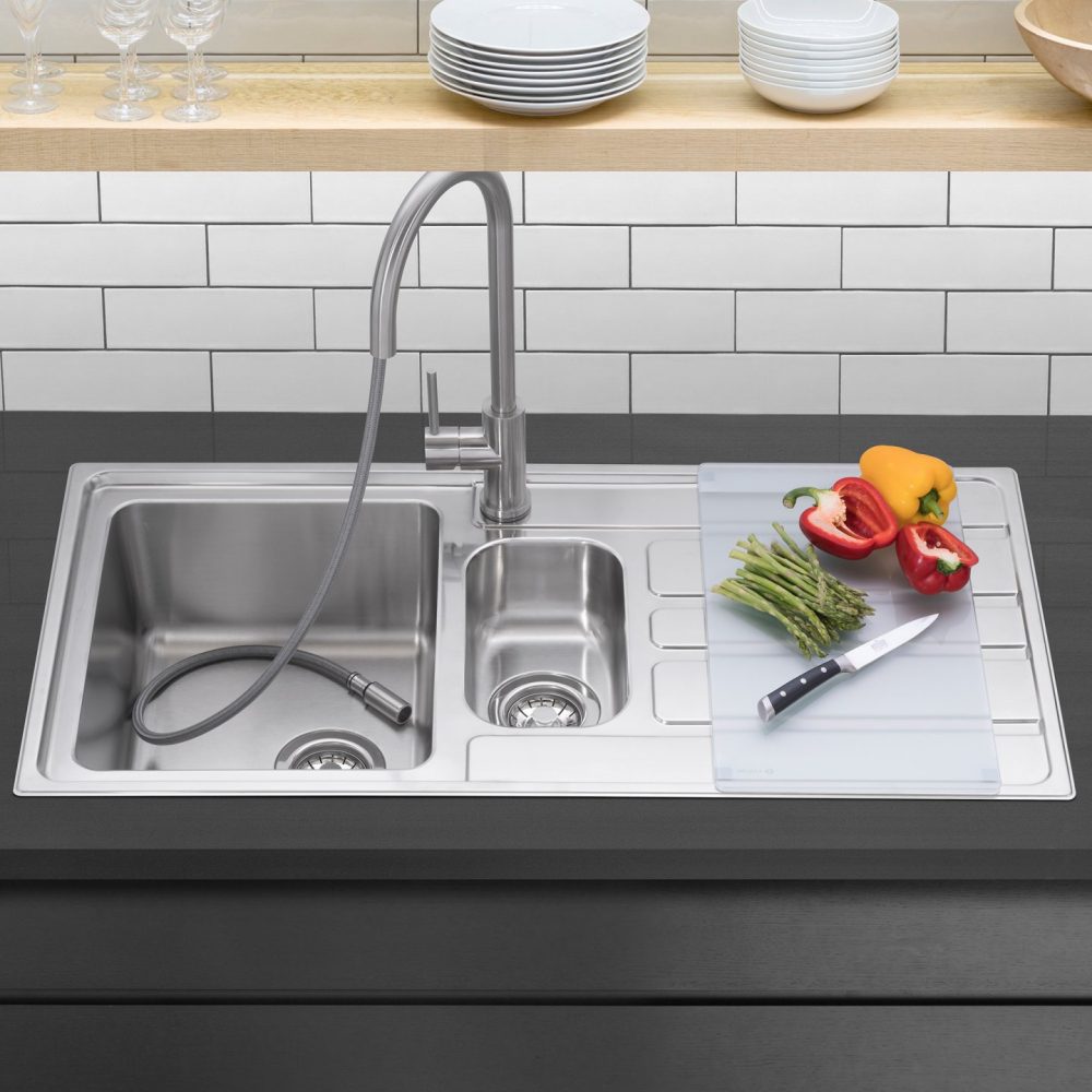 Caple Vertice 150 1.5 Bowl Inset Sink Right Hand Drainer VER150R - Stainless Steel Caple Vertice 150 1.5 Bowl Inset Sink Right Hand Drainer VER150R - Stainless Steel
