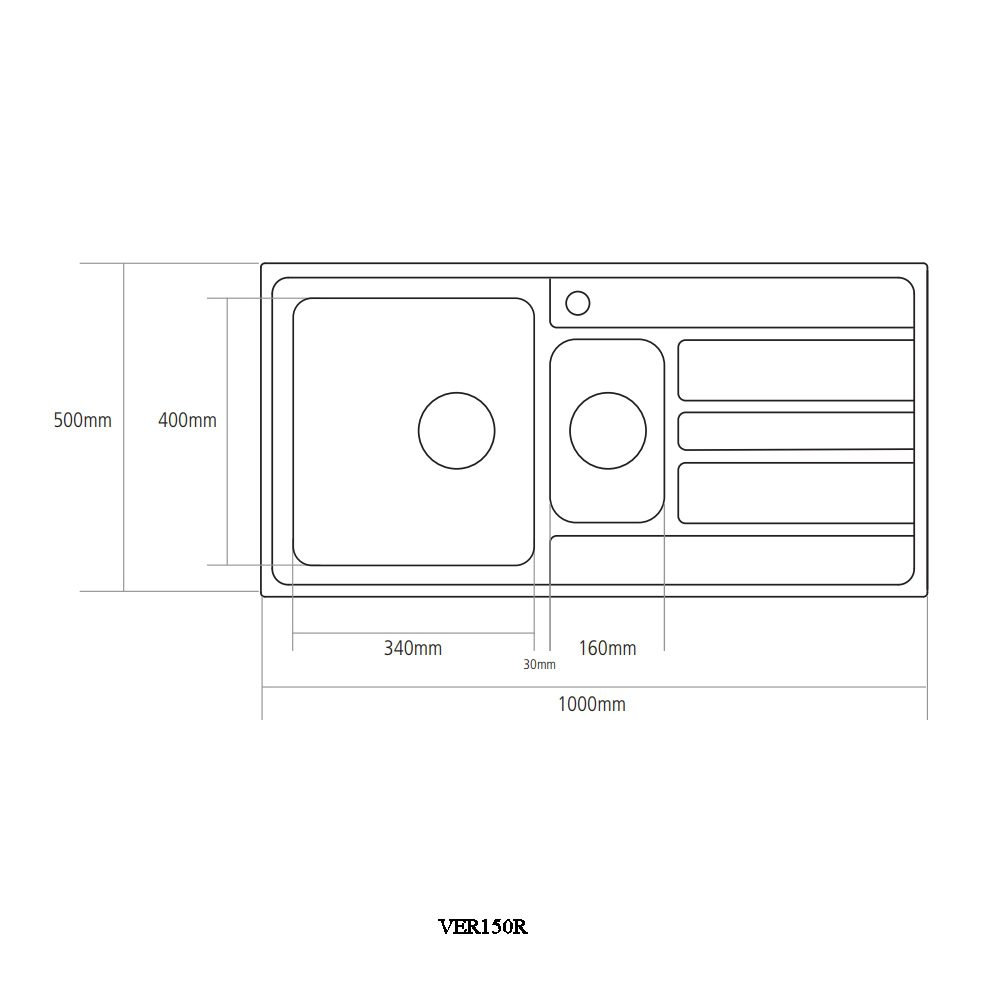 Caple Vertice 150 1.5 Bowl Inset Sink Right Hand Drainer VER150R - Stainless Steel Caple Vertice 150 1.5 Bowl Inset Sink Right Hand Drainer VER150R - Stainless Steel