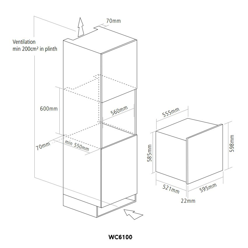 Caple 60cm Integrated In Column Wine Cooler WC6100SS - Stainless Steel Caple 60cm Integrated In Column Wine Cooler WC6100SS - Stainless Steel