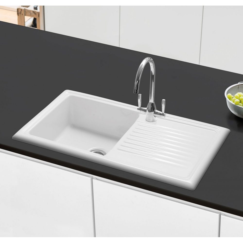 Caple Wiltshire 100 Single Bowl Inset Sink Reversible Drainer WIL100 - White Caple Wiltshire 100 Single Bowl Inset Sink Reversible Drainer WIL100 - White