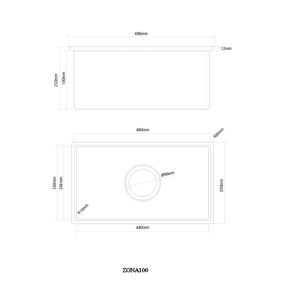 Caple Zona 100 Single Bowl Sink ZONA100 - Stainless Steel Caple Zona 100 Single Bowl Sink ZONA100 - Stainless Steel