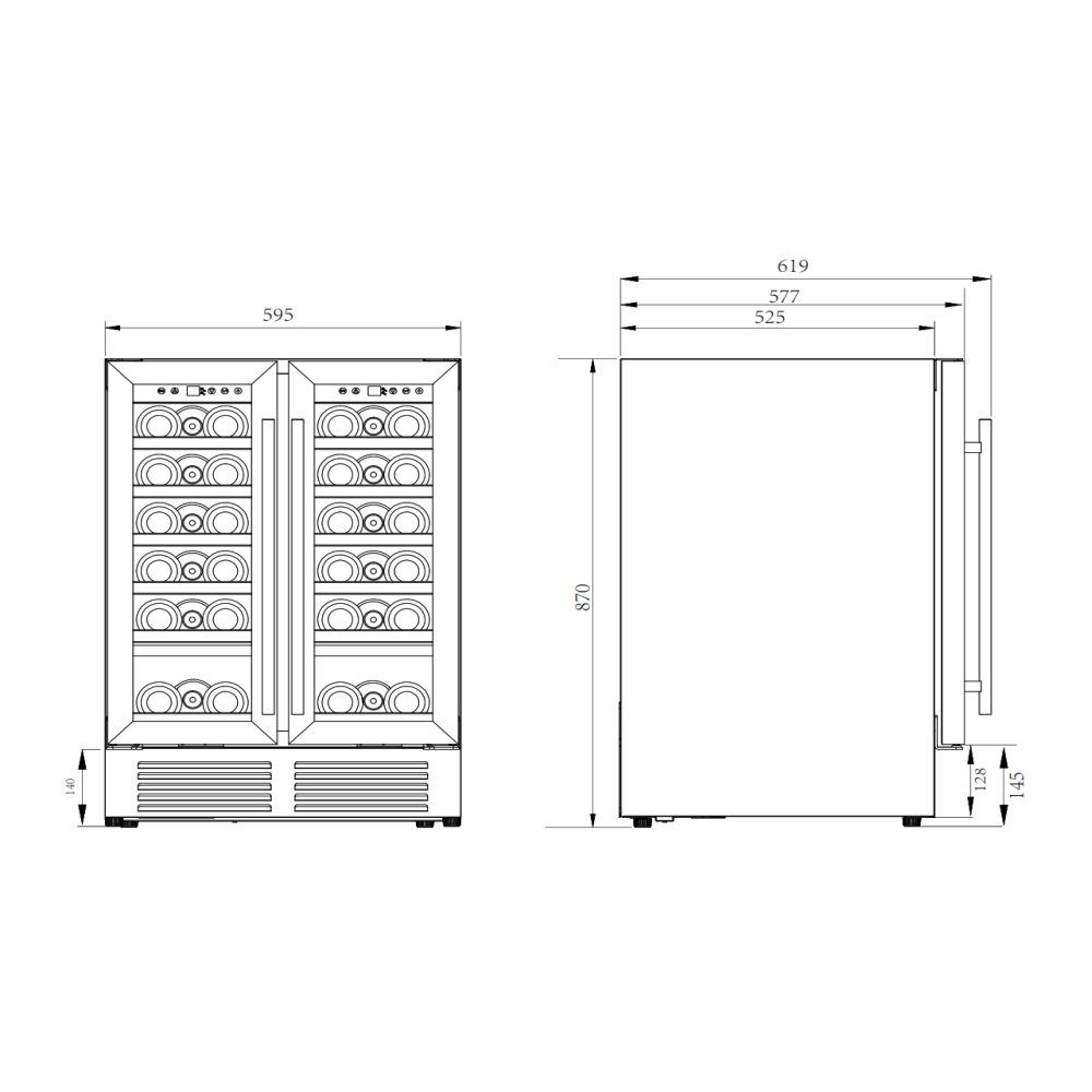 Cata 60cm Dual Zone Freestanding Wine Cooler UBBKWC60DD - Black Cata 60cm Dual Zone Freestanding Wine Cooler UBBKWC60DD - Black