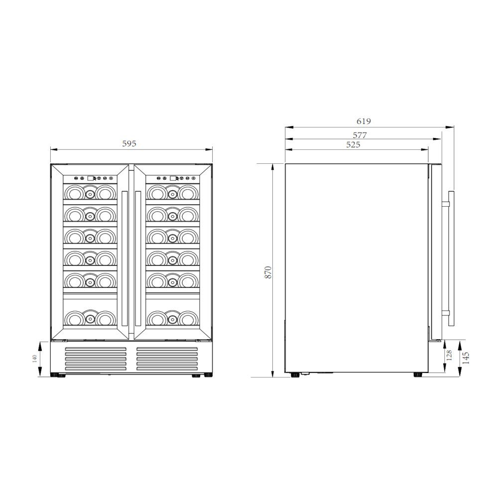 Cata 60cm Dual Zone Freestanding Wine Cooler UBSSWC60DD - Stainless Steel Cata 60cm Dual Zone Freestanding Wine Cooler UBSSWC60DD - Stainless Steel