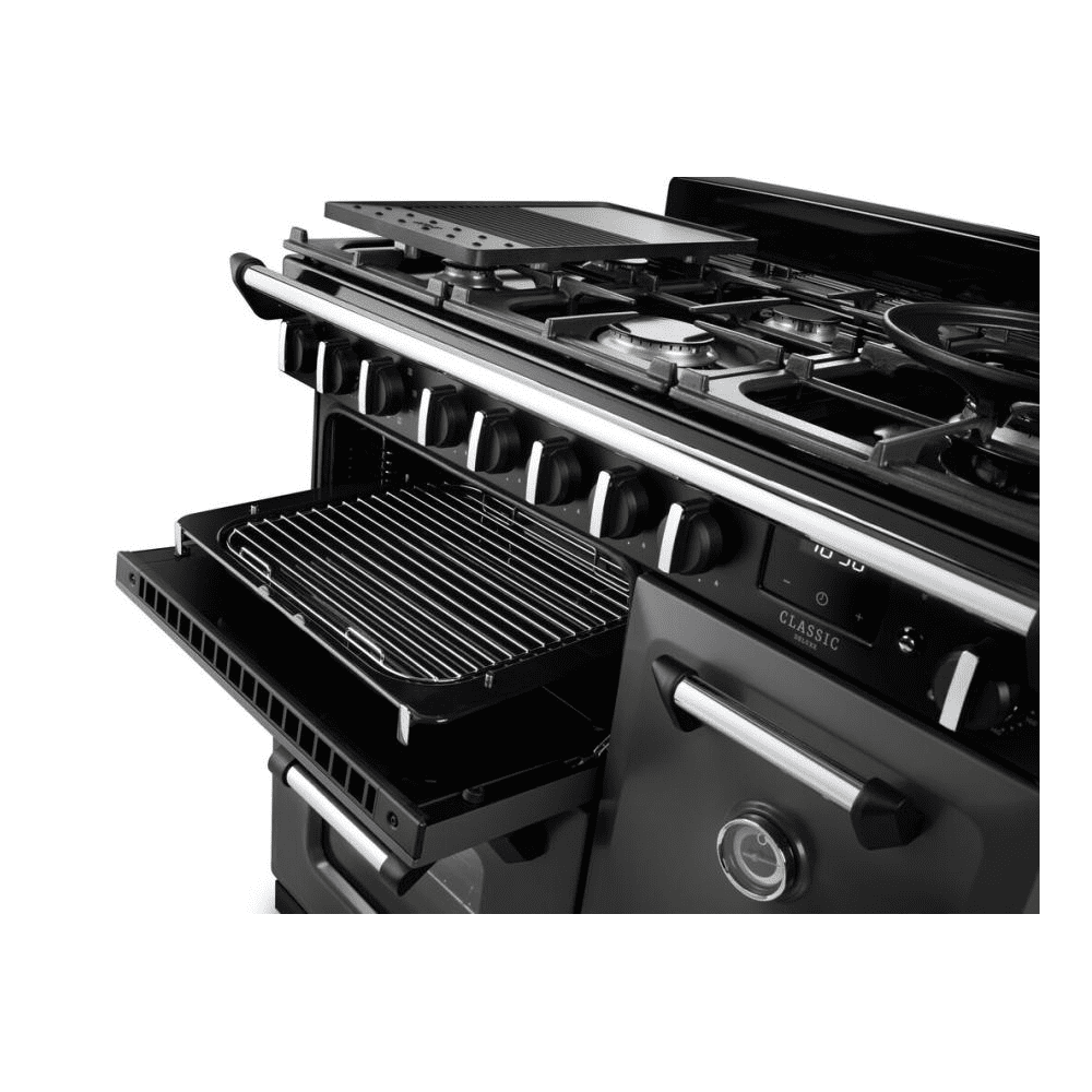 Rangemaster Classic Deluxe 90cm Dual Fuel Range Cooker Antique Brass Trim 18403 CLDL90DFPHTH/AB1 - Heather Rangemaster Classic Deluxe 90cm Dual Fuel Range Cooker Antique Brass Trim 18403 CLDL90DFPHTH/AB1 - Heather