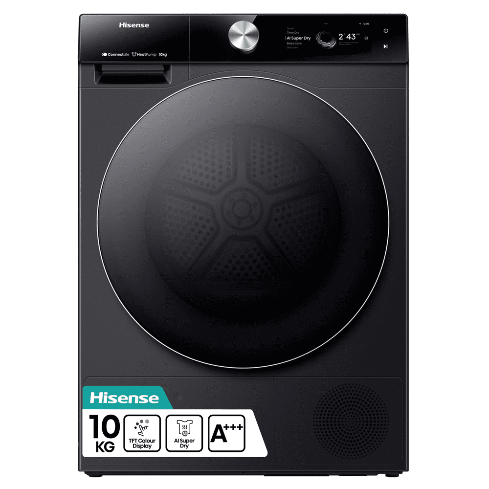 Hisense 7 Series 10kg 7S Series Heat Pump Condenser Tumble Dryer DH7S107BB - Black Hisense 7 Series 10kg 7S Series Heat Pump Condenser Tumble Dryer DH7S107BB - Black