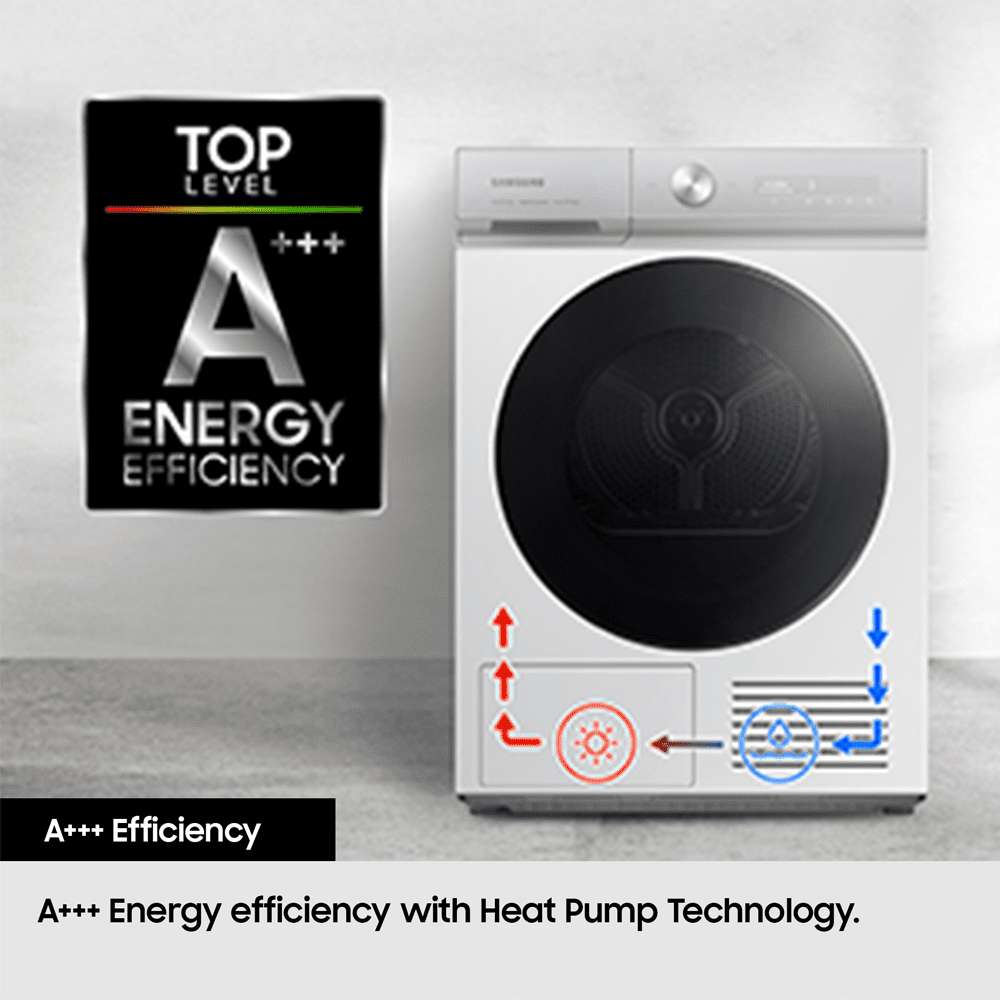 Samsung 9kg Series 8 OptimalDry Heat Pump Condenser Tumble Dryer DV90BB9445GHS1 - White Samsung 9kg Series 8 OptimalDry Heat Pump Condenser Tumble Dryer DV90BB9445GHS1 - White