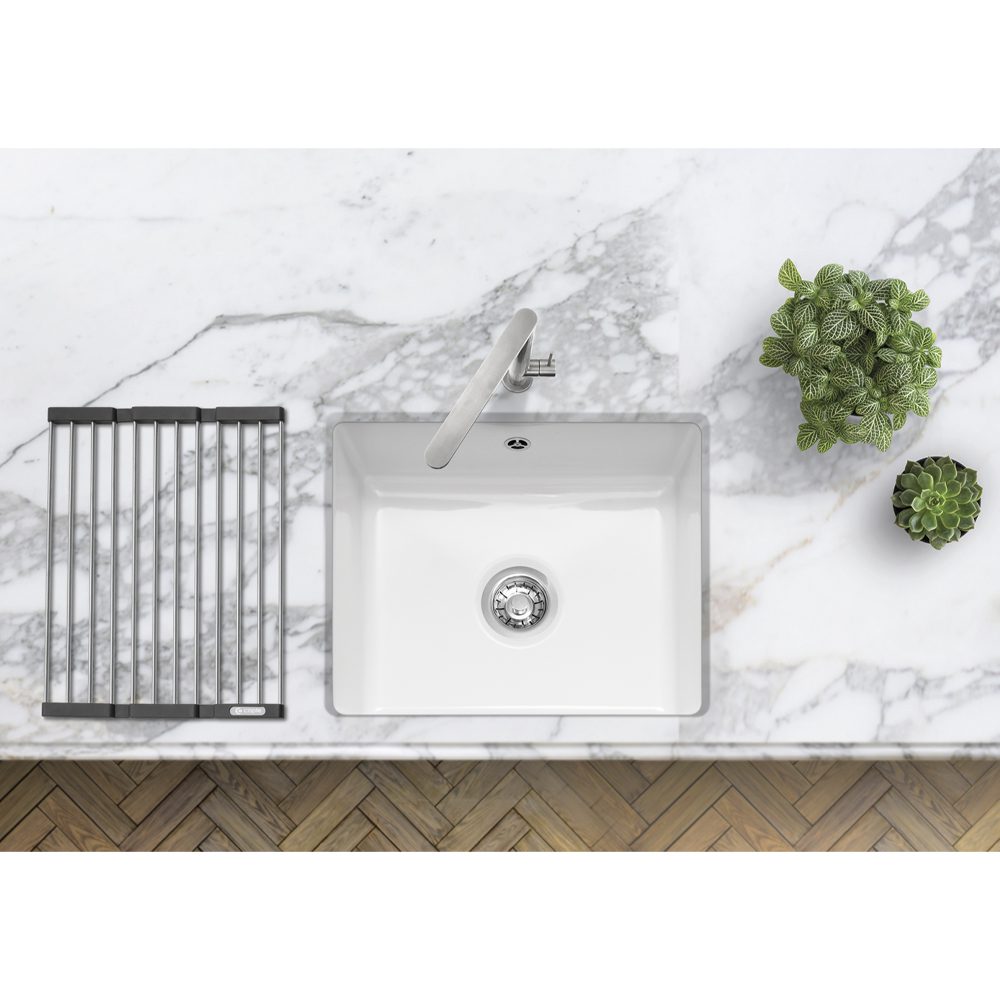 Caple Ettra 55cm Single Bowl Ceramic Undermount Sink ETT600U - White Caple Ettra 55cm Single Bowl Ceramic Undermount Sink ETT600U - White