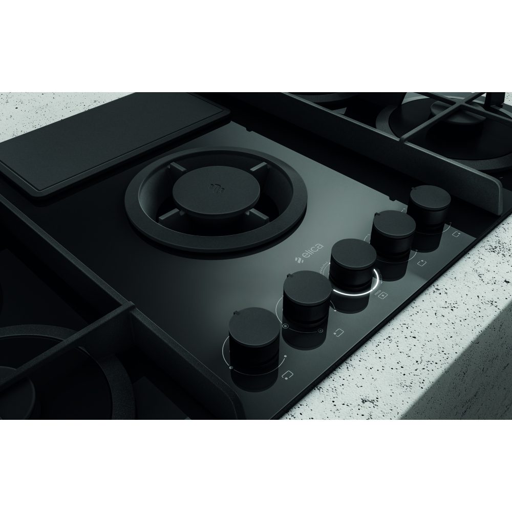 Elica 88cm Air Venting Gas Hob NT-FLAME-EVO-BL - Black Elica 88cm Air Venting Gas Hob NT-FLAME-EVO-BL - Black