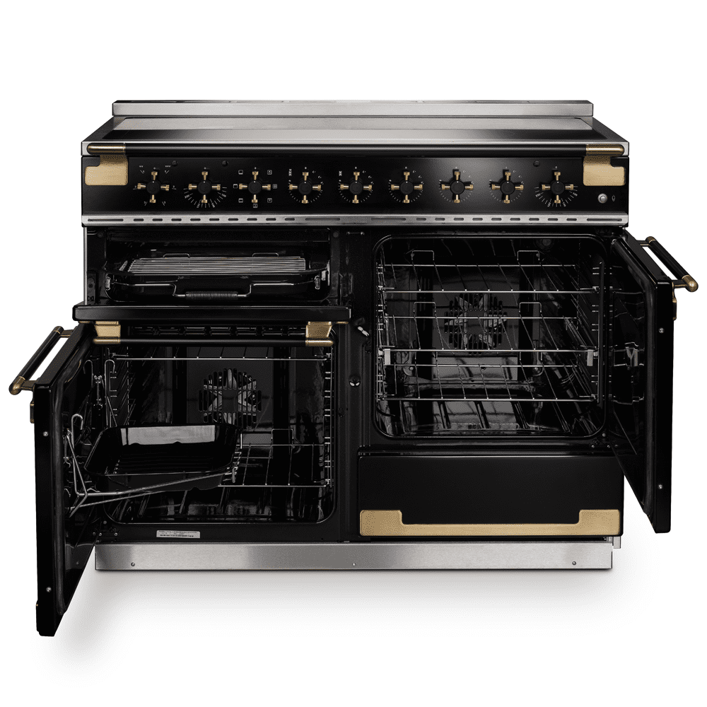 Rangemaster Elise Luxe 110cm Black Edition Induction Range Cooker With Antique Brass Trim ELS110EIGB/BE - Black Rangemaster Elise Luxe 110cm Black Edition Induction Range Cooker With Antique Brass Trim ELS110EIGB/BE - Black