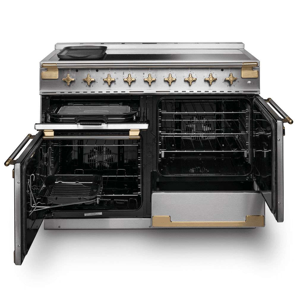 Rangemaster Elise Luxe 110cm Induction Range Cooker With Antique Brass Trim /AB ELS110EISS/AB - Stainless Steel Rangemaster Elise Luxe 110cm Induction Range Cooker With Antique Brass Trim /AB ELS110EISS/AB - Stainless Steel